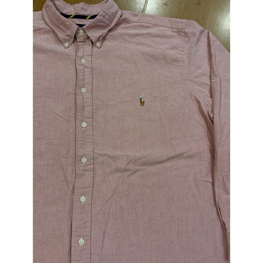 Polo Ralph Lauren Mens 2XB Pink Oxford Button Down Shirt Long Sleeve Flesh Pony